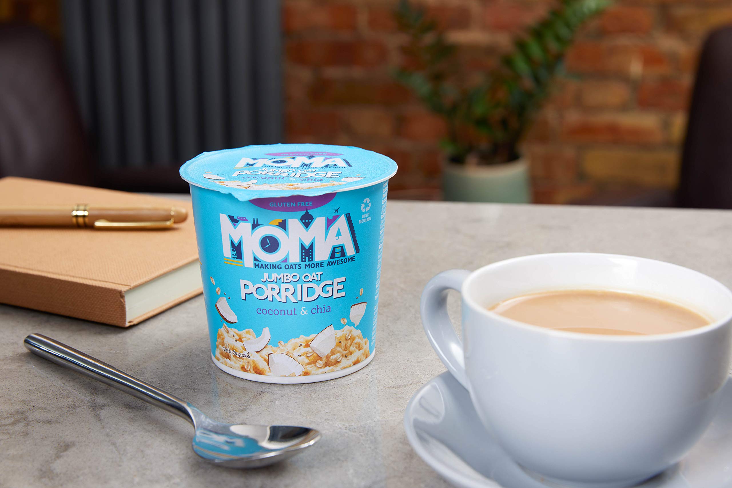 MOMA Papilla de gachas de coco y chía sin gluten y lácteos 12x60g