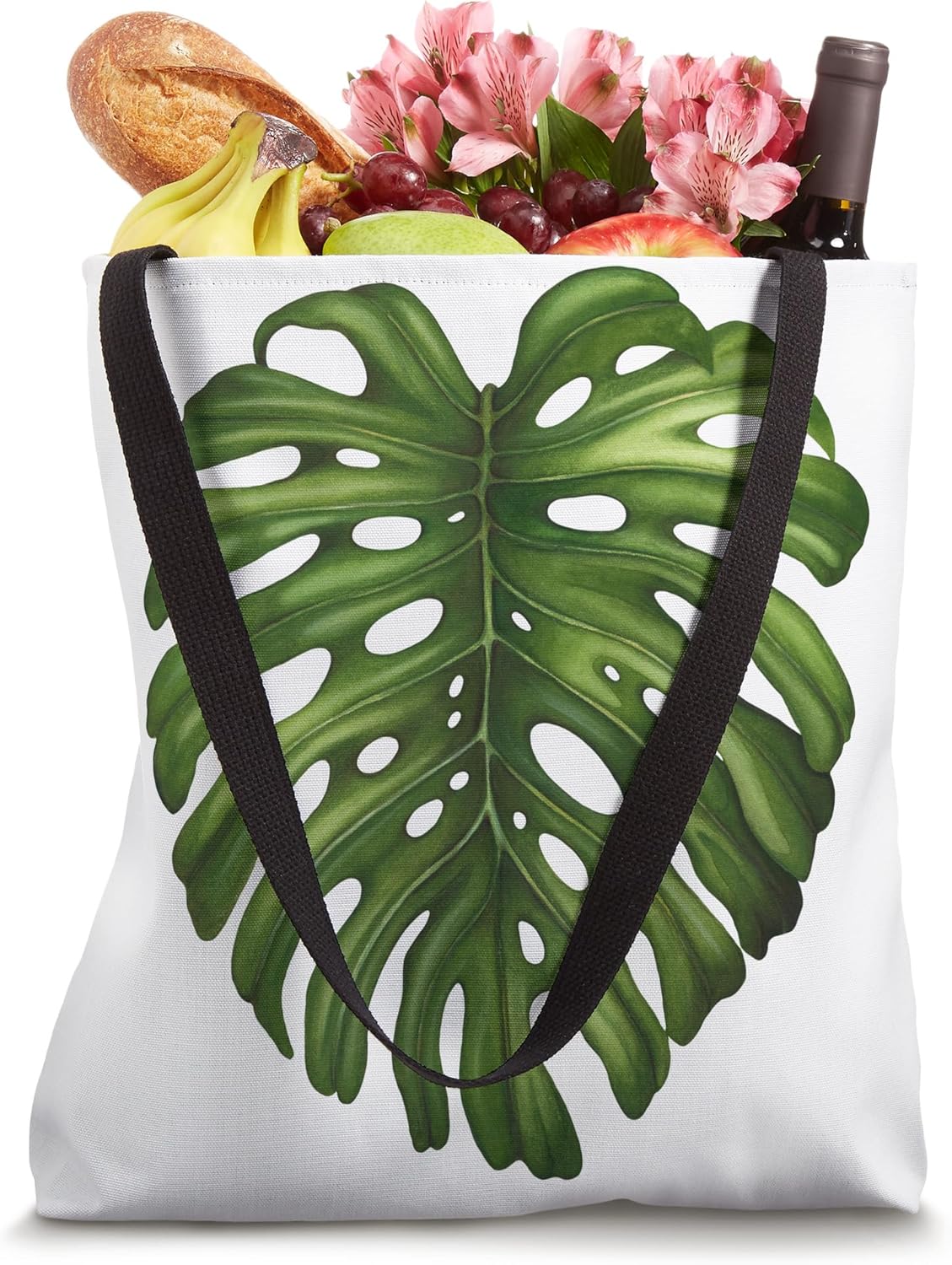 Tropical Monstera Leaf Botanical Graphic Print Tote Bag