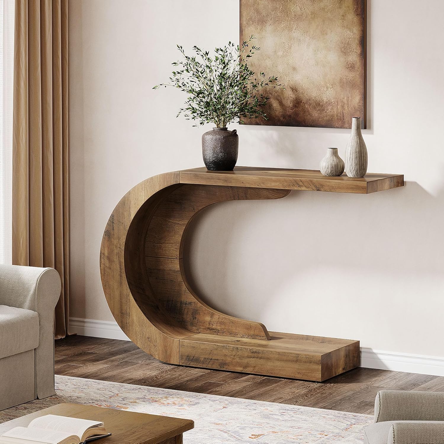 Tribesigns Mesa Consola, Muebles Entrada Recibidor Rústico, 110 x 35 x 75 cm, Consola Recibidor, Mueble Recibidor para Entrada, Estíbulo, Marrón