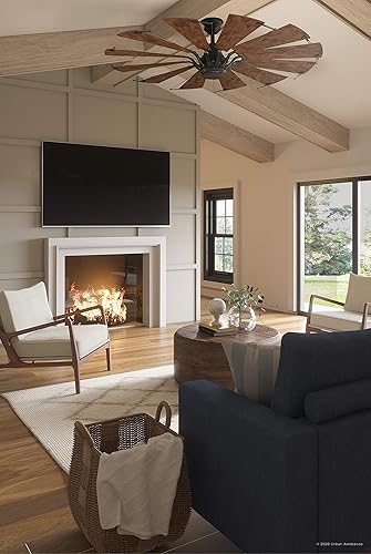 Miniatura 2 de Urban Ambiance Ventilador de techo tradicional de lujo para interiores, tamaño grande: 17.3 pulgadas de alto x 60 pulgadas de ancho, con elementos