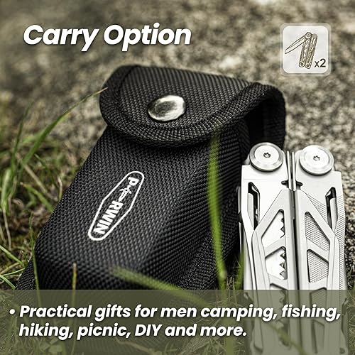 Miniatura 7 de Multitool - Paquete de 2 alicates multiherramienta de acero inoxidable 17 en 1 con autobloqueo, cuchillo de bolsillo, multiherramienta profesional