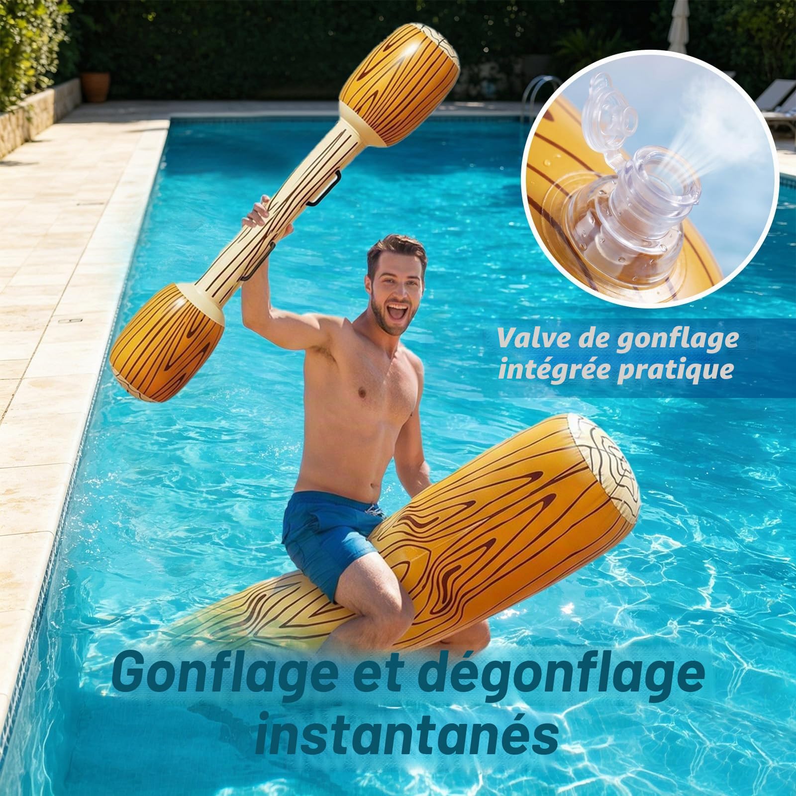 Ensemble Flottant Gonflable, 4 Pcs, Jeux Nautiques pour Adulte | Fête de Piscine, Lot de 2 Flotteurs de Bassin