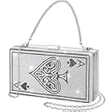 Women Poker Card Evening Clutch Rhinestone Purse Casino Vegas Novelty Purse Queen Hearts Bags Playing Cards Gift