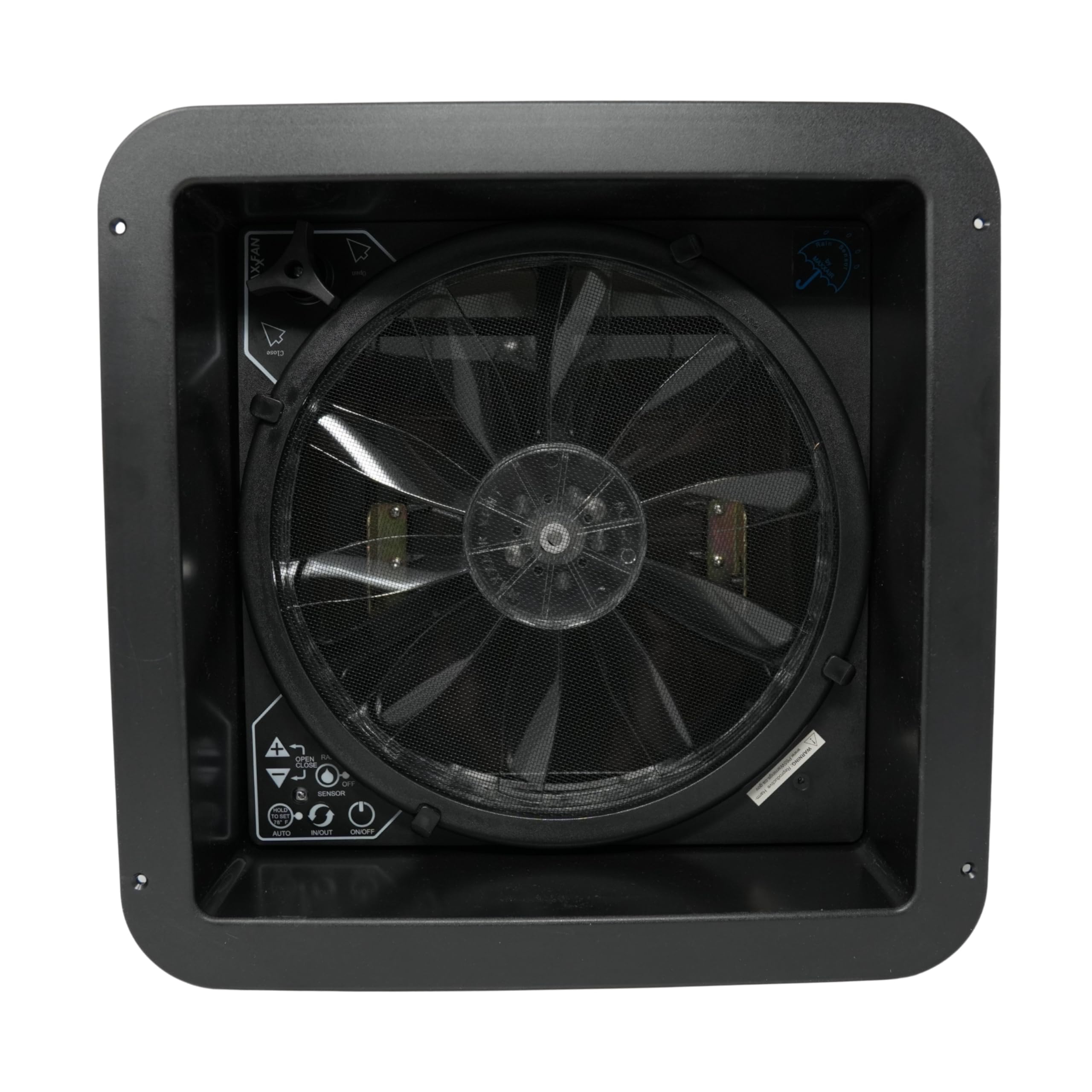 Maxxair Maxxfan Plus 00-04550K 12" RV Roof Vent Fan | 10-Speed, 900+ CFM, Intake & Exhaust, Thermostat Control, Smoke Lid with Locking Mechanism