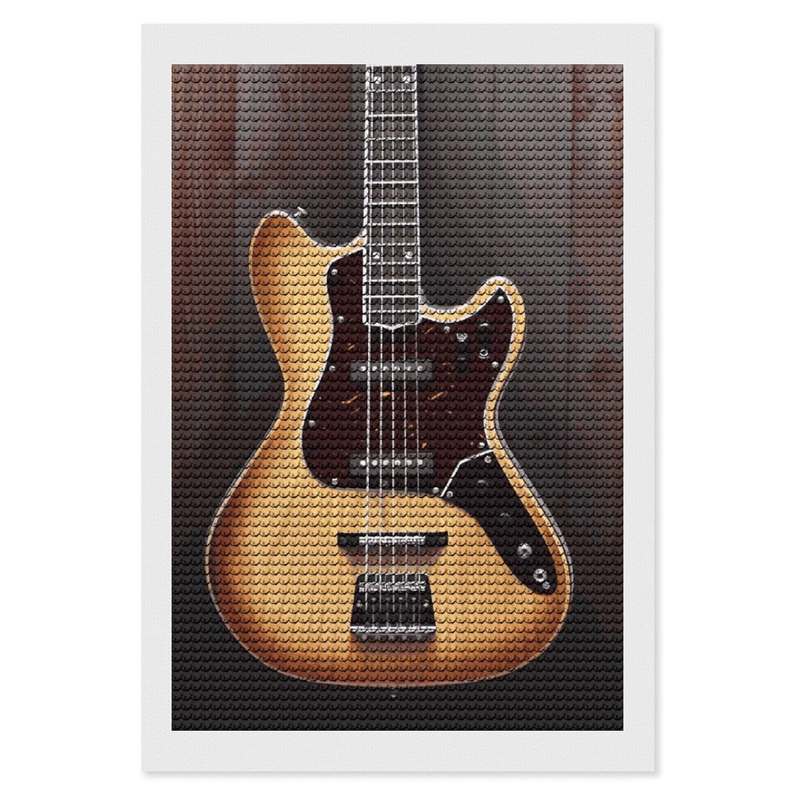 DWVTSLH Guitar Musical Instrument Diamond Painting Kits for Adults, Personalized Diamond Photo Art Full Drill, DIY 5D Diamond Art Painting Kits for Beginners, Home Wall Decor 8"x12"