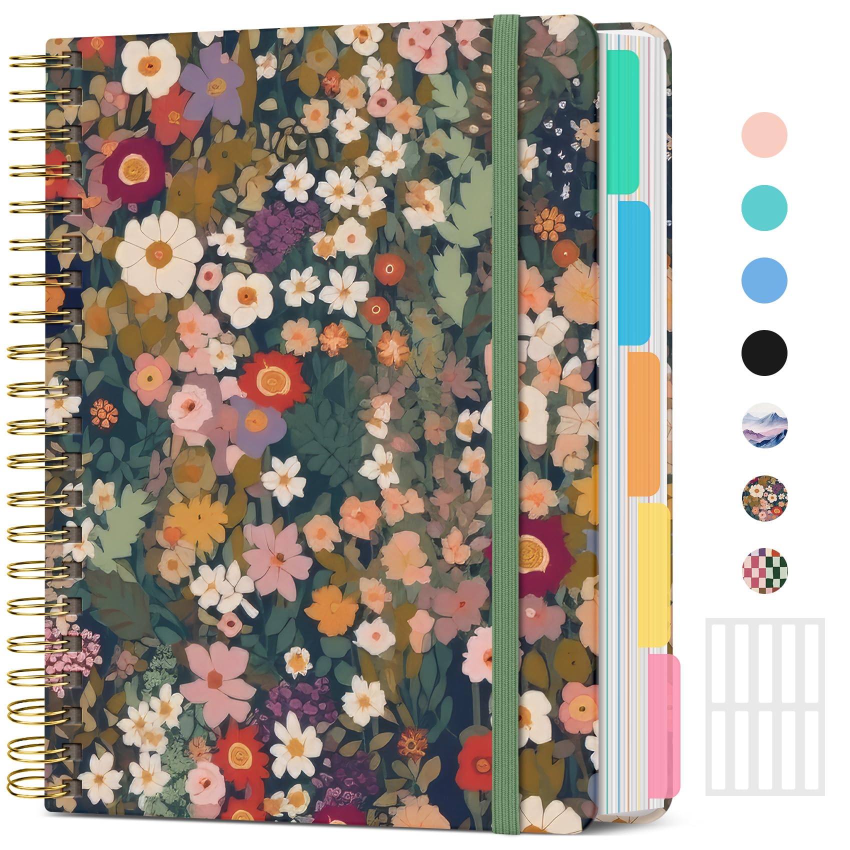 Large Spiral Lined Notebooks for Work With Removable Dividers & Tabs, 8.5"x11" Hardcover 5 Subject Notebook for Note Taking & Organizer, A4 College Ruled Journal for Women & Writing, Garden, 280 PagesThe Forest Stewardship Council