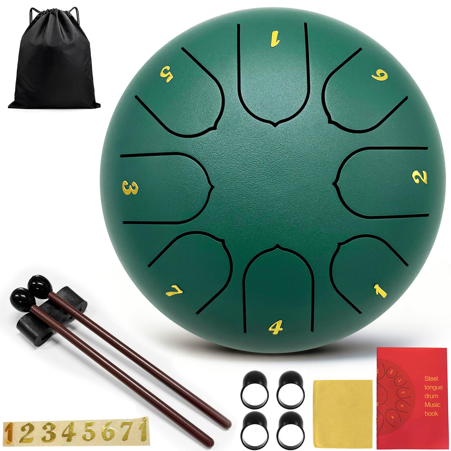 Rain Tamburo Zen Esterno, Handpan Portatile, Strumento a Percussione Metallo, Chakra Drum, Steel Drum, Musica Esterna (8-Ton 6-Zoll)