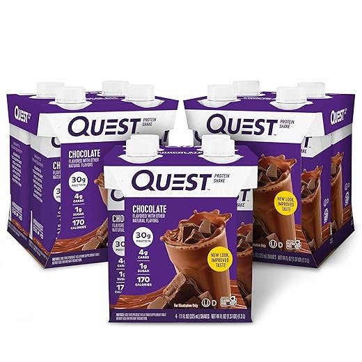 Quest Nutrition Ready To Drink Chocolate Protein Shake, High Protein, Low Carb, Gluten Free, Keto Friendly, 11 fl oz - Pack of 12