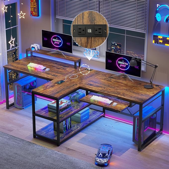 SEDETA 94.5'' Home Office Desks, Computer Gaming Desk