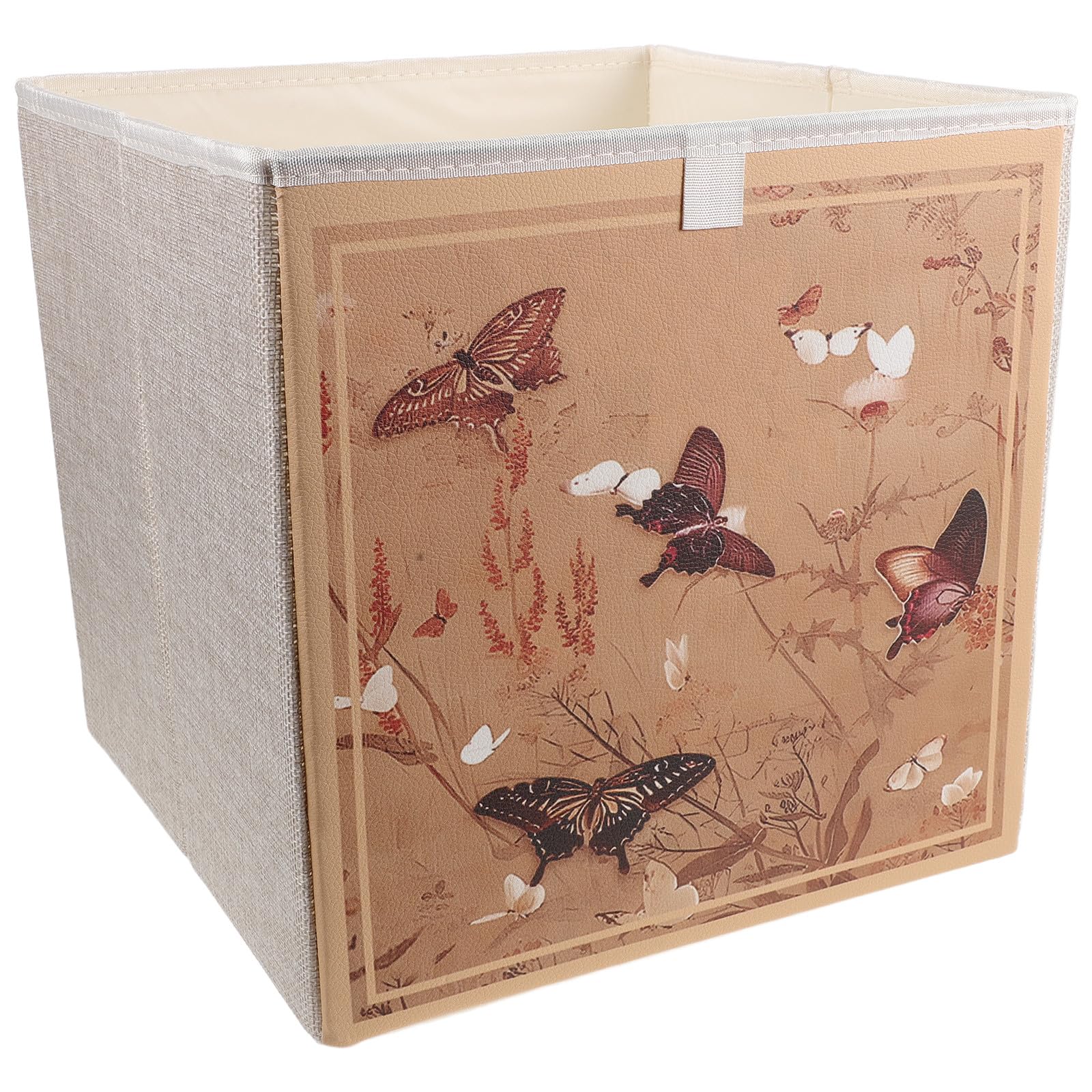 Contenitore organizer per cassetti: scatola portaoggetti in tessuto di lino impermeabile - cubo pieghevole - cestino decorativo a forma di farfalla cinese per scaffali e armadi.