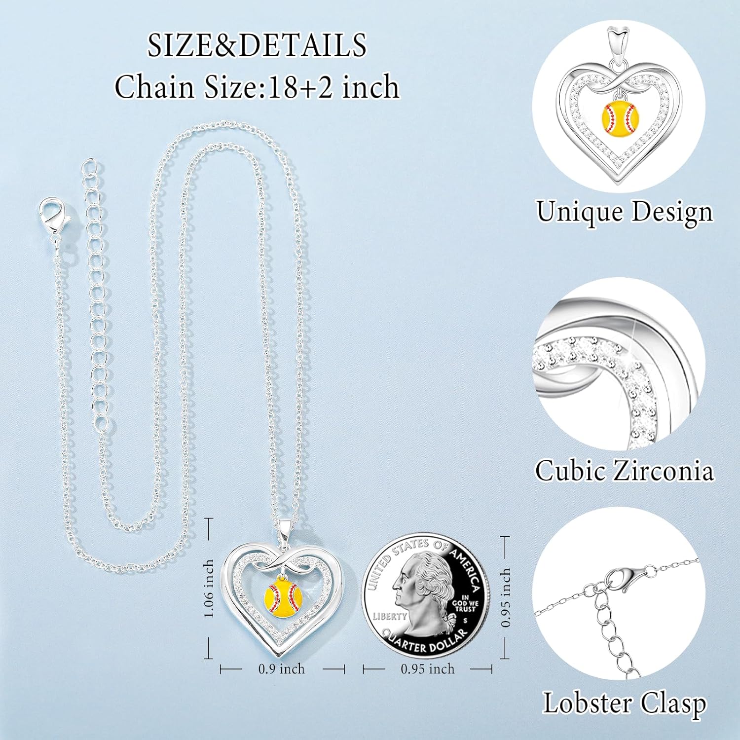 Easter Basket Stuffers - Softball/Volleyball/Baseball/Soccer/Football/Basketball/Golf/Pickleball/Tennis Infinity Heart Necklace for Girls Women Sport Jewelry Gifts for Daughter Sports Fans - Image 5