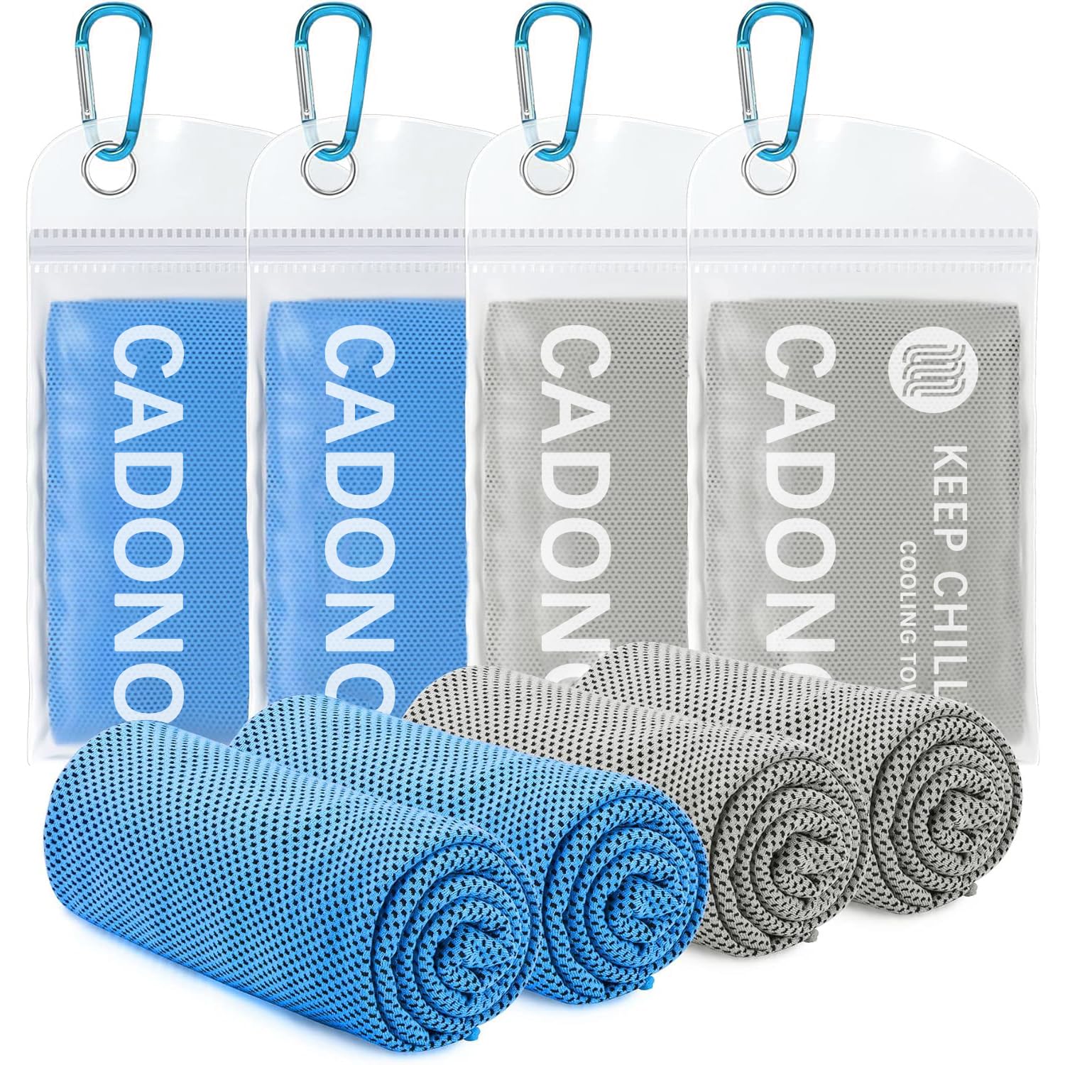 4 Pack Cooling Towel (40"x12"), Soft Breathable Chilly Towel, Ice Towel, Microfiber Towel for Yoga, Sport, Running, Workout,Gym, Camping, Fitness, Workout & More Activities(Multicolor)