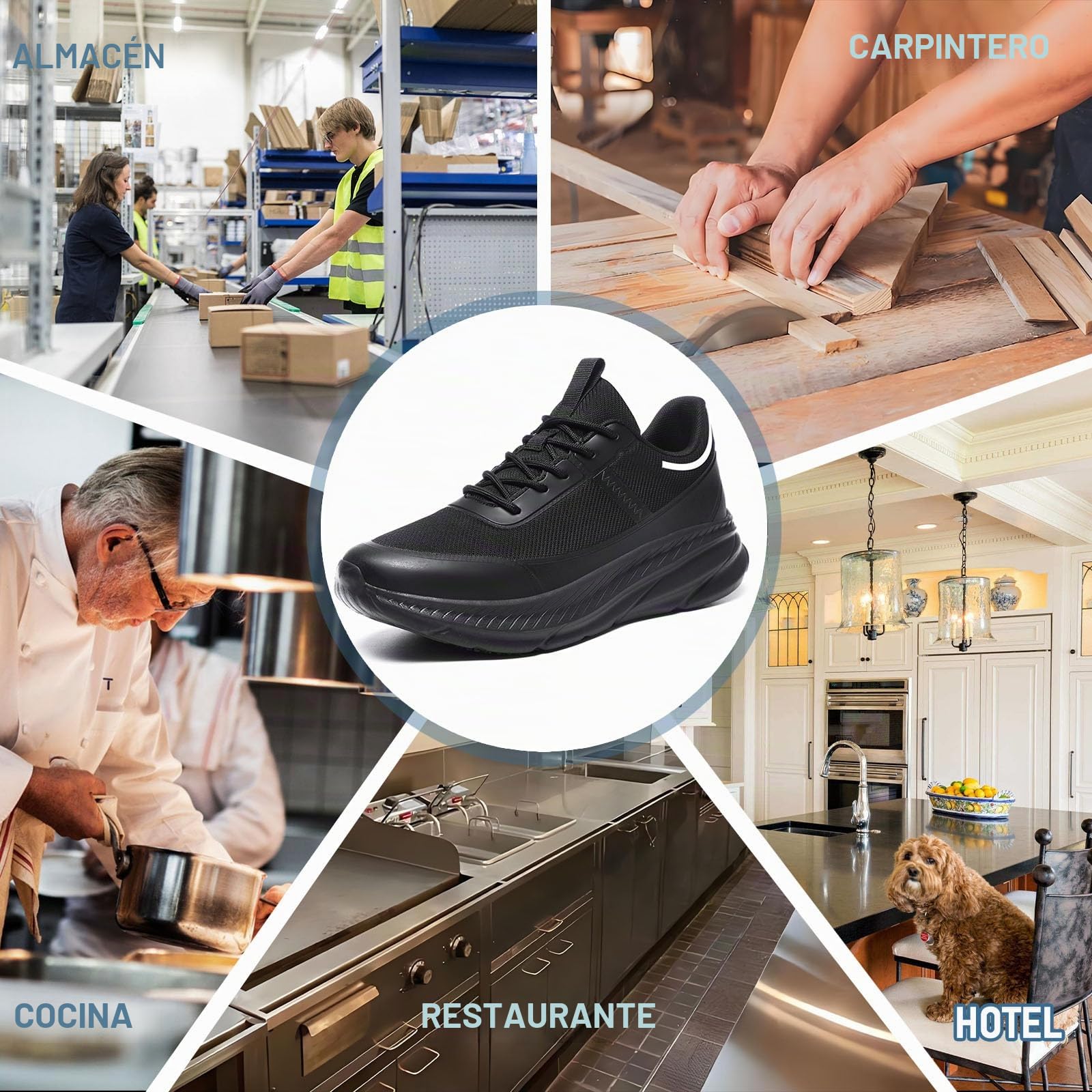 Zapatos Cocina Hombre para Mujer Zapatos de Trabajo Antideslizantes Zapatos de Chef Impermeables Profesionales para Hombre Cómodos Acolchados, Deportivo, Antideslizantes Sin Puntera de Acero