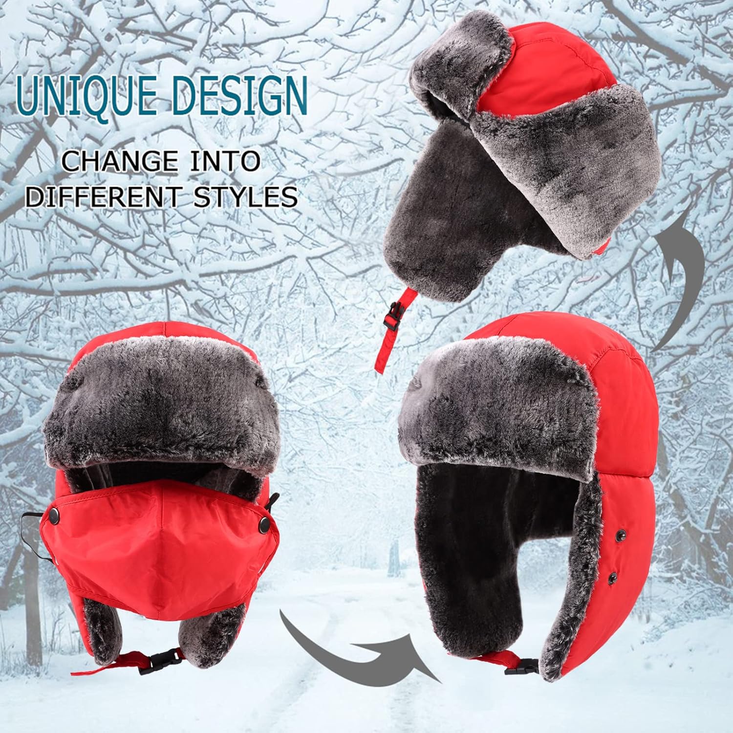 Winter Boy Trapper Trooper Hat Outdoor Warm Girls Ski Cap Windproof Mask Ear Flaps Hats for Kids - Image 2