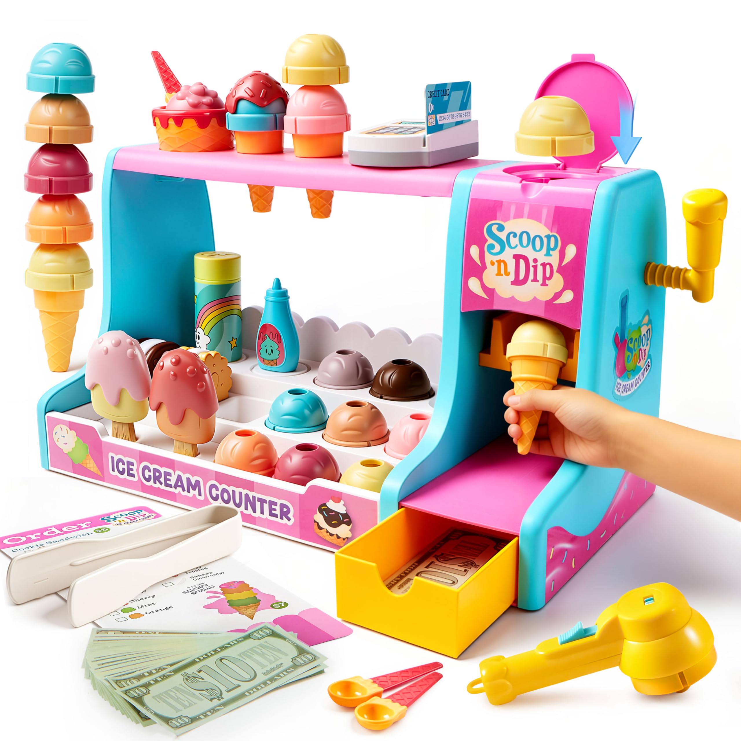 Photo 1 of lalalark Scoop Ice Cream Maker Toy for Kids, Ice Cream Play Set with Color-Changing Cones, Play Store Ice Cream Shop Toy, Kitchen Pretend Play Food Toy, Gifts for Girls Boys 3 4 5+ Year Old