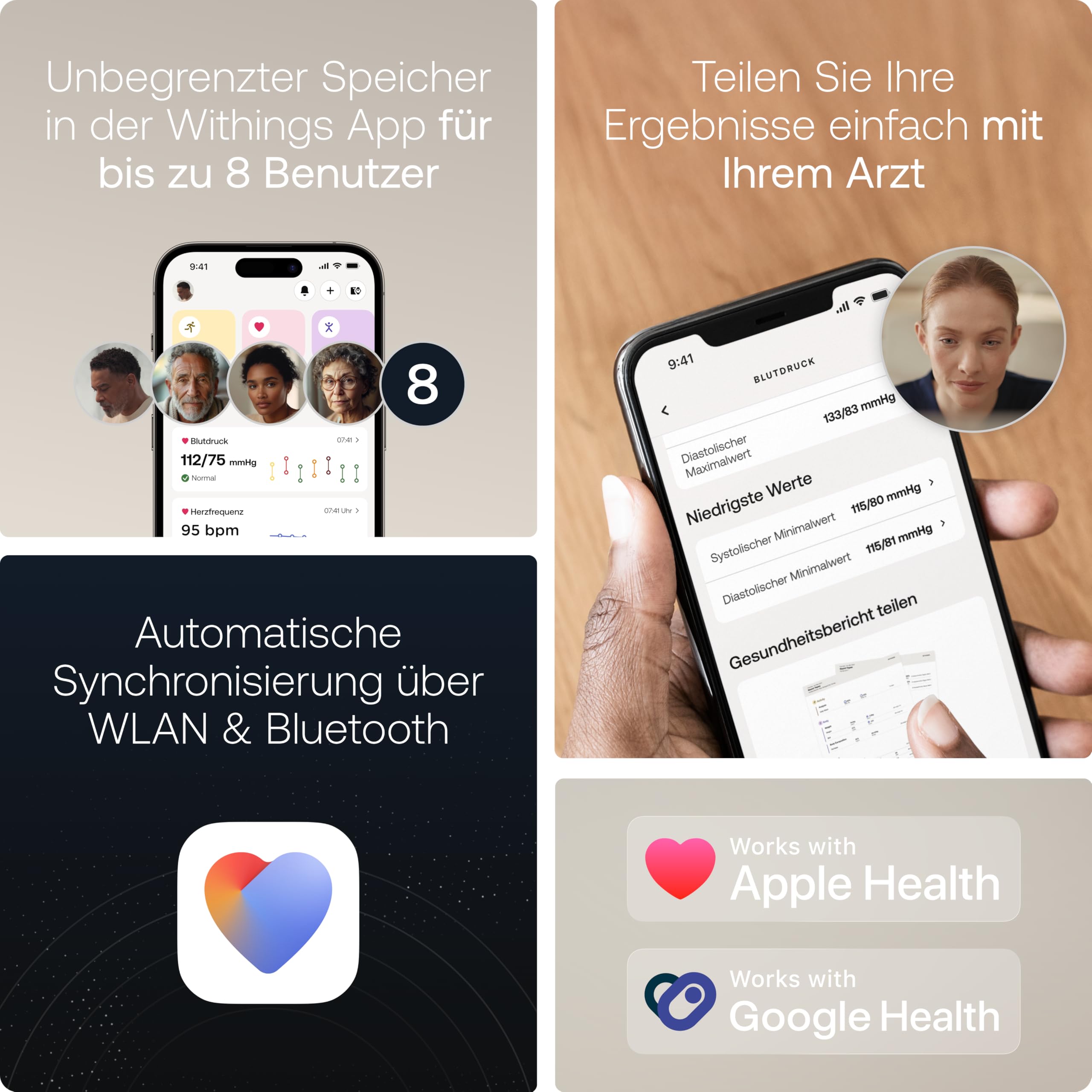 Withings BPM Vision – Intelligentes Oberarm-Blutdruckmessgerät, Elektrokardiogramm - 2-in-1-Messung: Blutdruck + EKG - WLAN & Bluetooth-Sync - iOS & Android - Apple Health & Google Health kompatibel