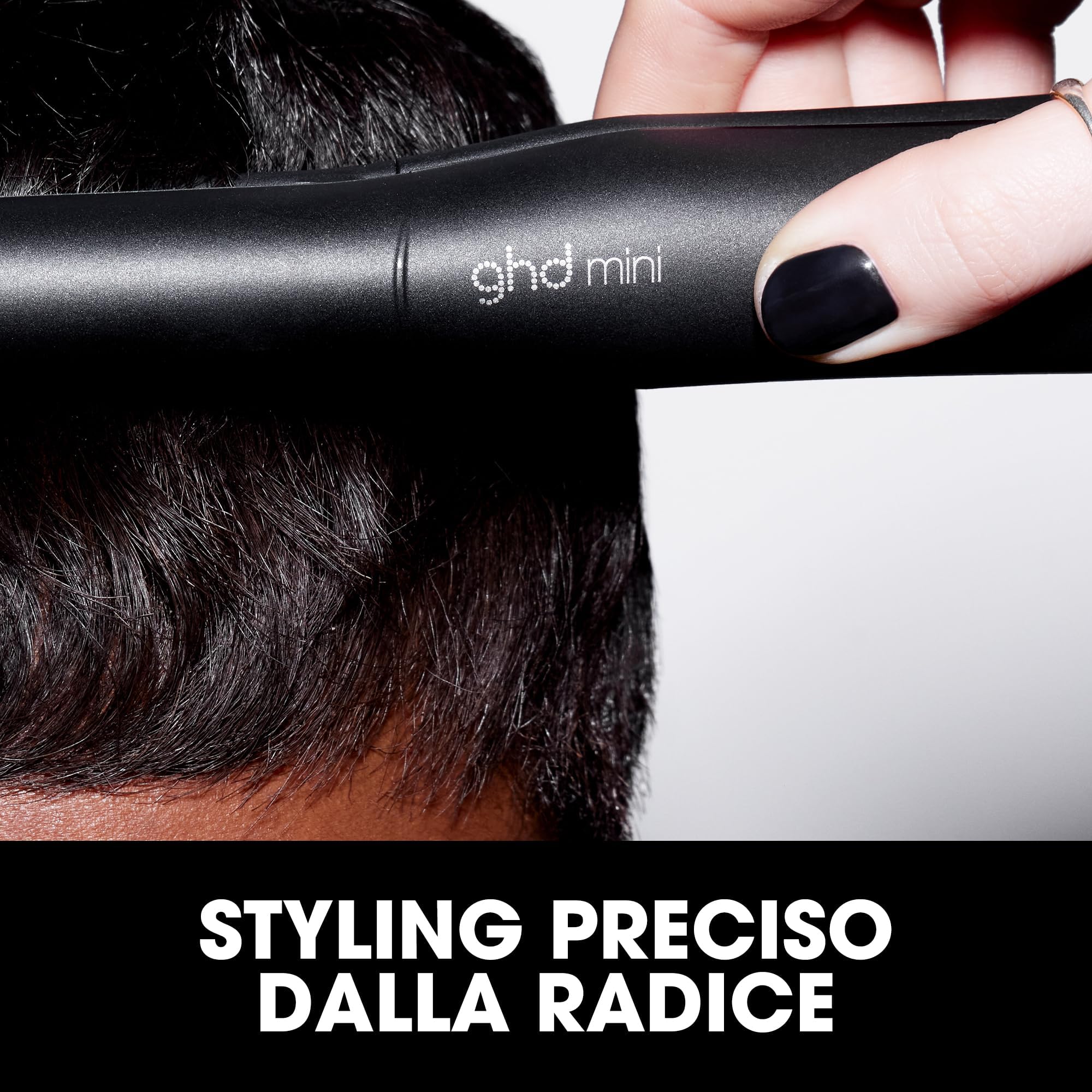 ghd Mini Styler, Piastra per Capelli con Lamelle Sottili per Styling Preciso su Acconciature Corte e Frange, Rivestimento ad Alta Lucentezza, Nero