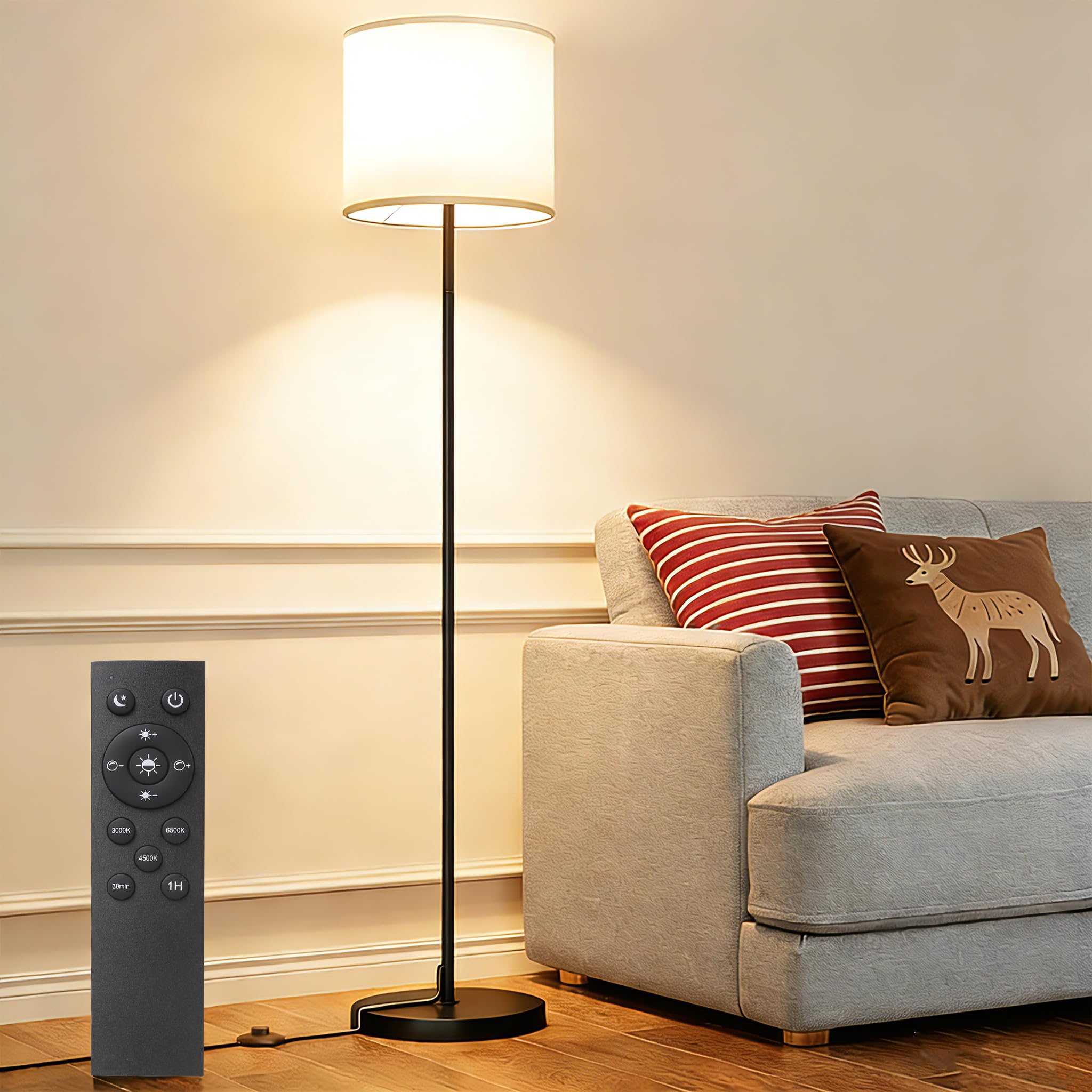Keepsmile Dimmable Floor Lamps for LivingRoom with 12W LED Bulb Foot Switch Remote Custom Color Temperature Floor Light