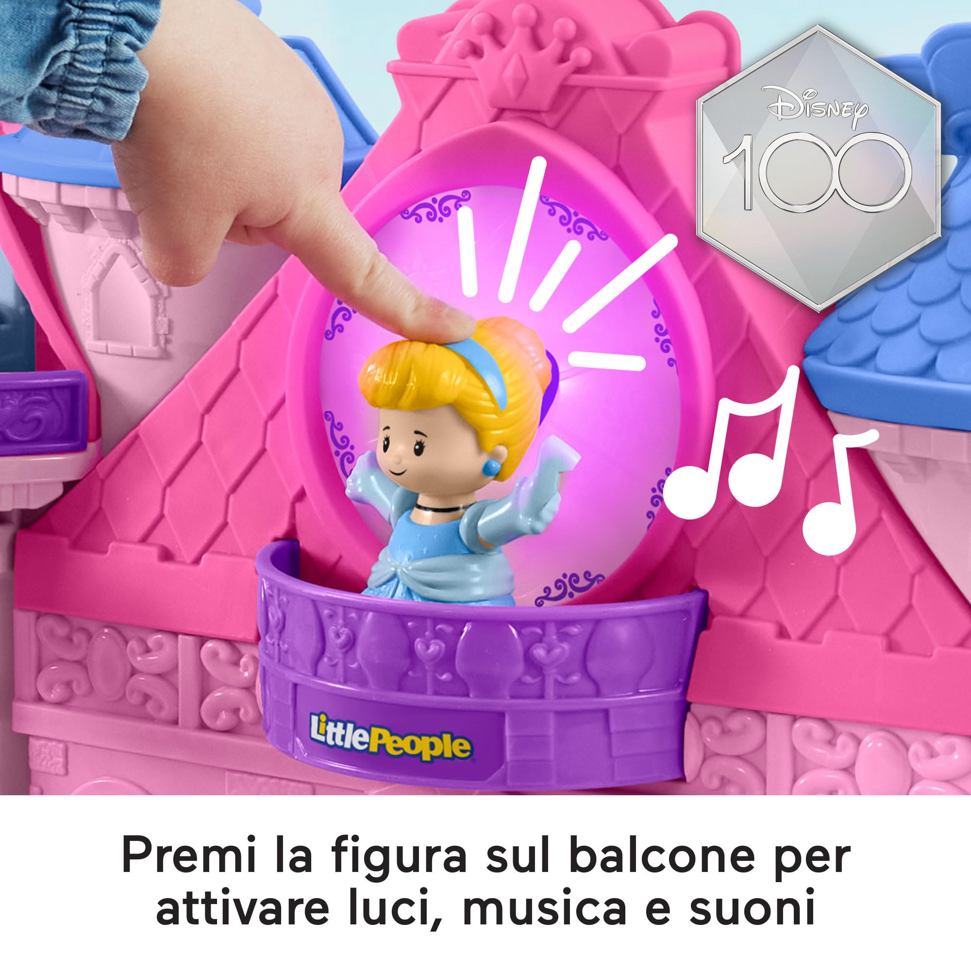 Fisher-Price Little People Disney Princess - Magical Lights & Dancing Castle, PlaySet castello con Luci, Suoni e Personaggi Cenerentola e Jasmine Inclusi, Giocattolo per Bambini, 1-5 Anni, HND55