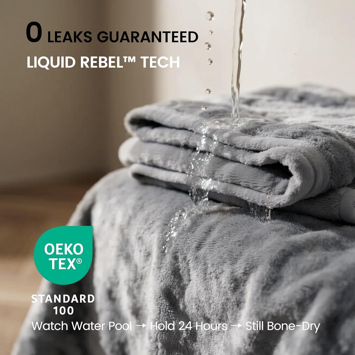 gogobunny Waterproof Blanket for Bed Couch Sofa, Liquid Pee and Fur Proof Pet Blanket for Dog Puppy Cat, Reversible Sherpa Fleece Throw Blanket Furniture Cover Protector (Grey, 50x60 inches) - Image 2