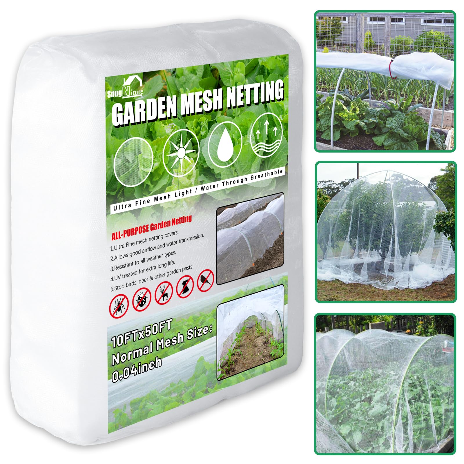 SnugNiture Garden Netting 10x50FT