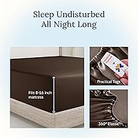 Vista 17 de California Design Den - Sábana ajustada de algodón, suave, 400 hilos, 100 % algodón, elástico que no se zafa, bolsillos profundos, refrescante