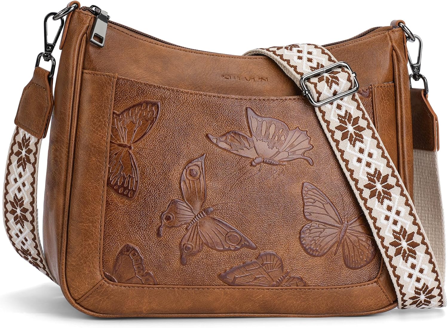KITEVIUN Crossbody Bags for Women Trendy, Vegan Leather Medium Butterfly Hobo Purse, Women's Shoulder Handbags