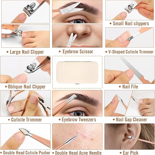 Miniatura 2 de Set de manicura y pedicura Aceoce, set de cortauñas, set de manicura para mujer, herramientas profesionales para cortar las uñas, para pedicura, de