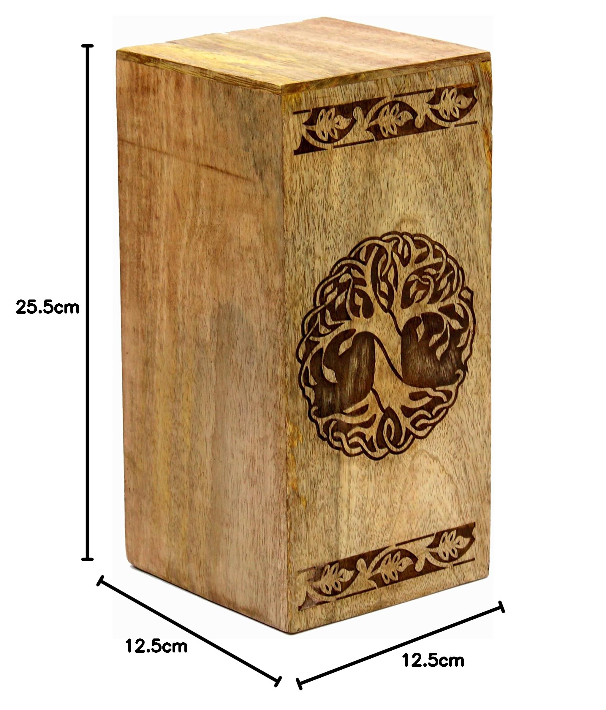 ESPLANADE Holzurne | Baum des Lebens graviert | Beige – 25,4 cm