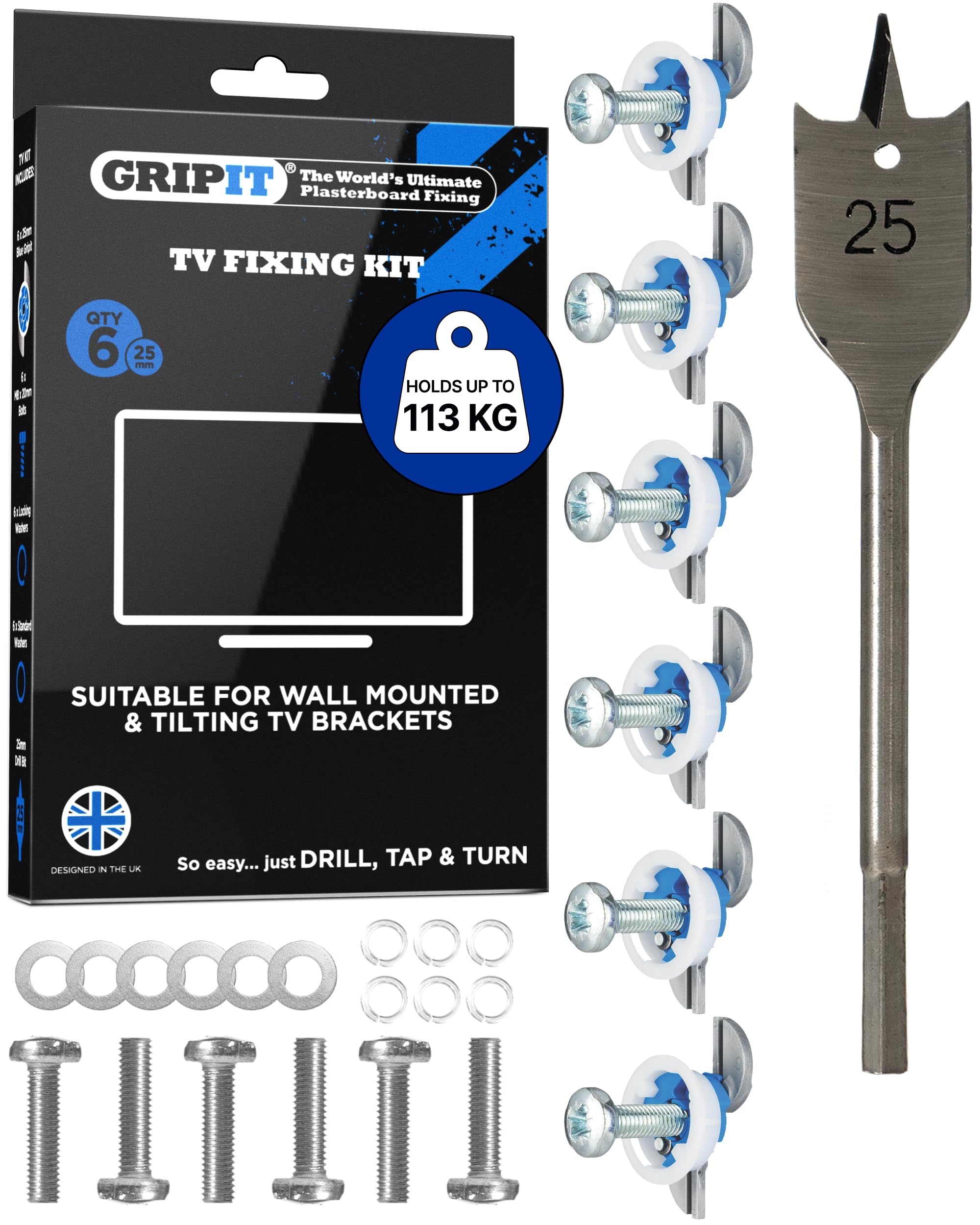 Gripit - Plasterboard Fixing - 20mm - Blue - Pack of 6