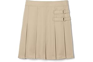 Girls' Adjustable-Waist Pleated-Front Two-Tab Scooter Skirt