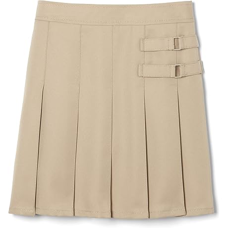 Girls' Adjustable-Waist Pleated-Front Two-Tab Scooter Skirt