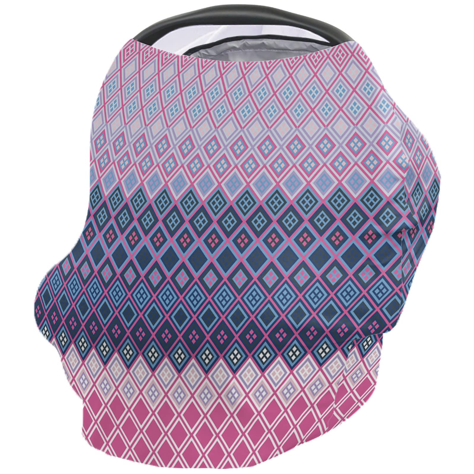 Nursing Cover for Breastfeeding Scarf, Ombre Pink Grey Geometric Baby Car Covers Super Soft Multi Use for Canopy Shopping Cart Cover Blanket Stroller Cover