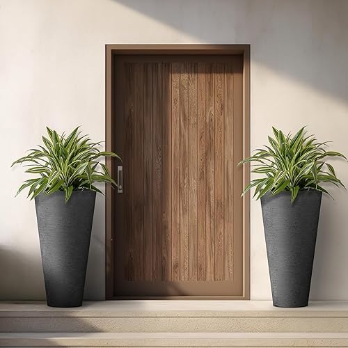 Miniatura 3 de Kante Juego de 2 macetas redondas altas y decorativas grandes de 29 pulgadas de alto para exteriores, interiores, jardín, patio, porche delantero