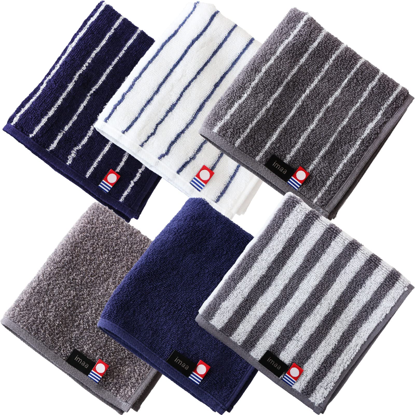 imaa Imabari Towel Handkerchief Set of 6 Cotton 10x10in Japan Certified