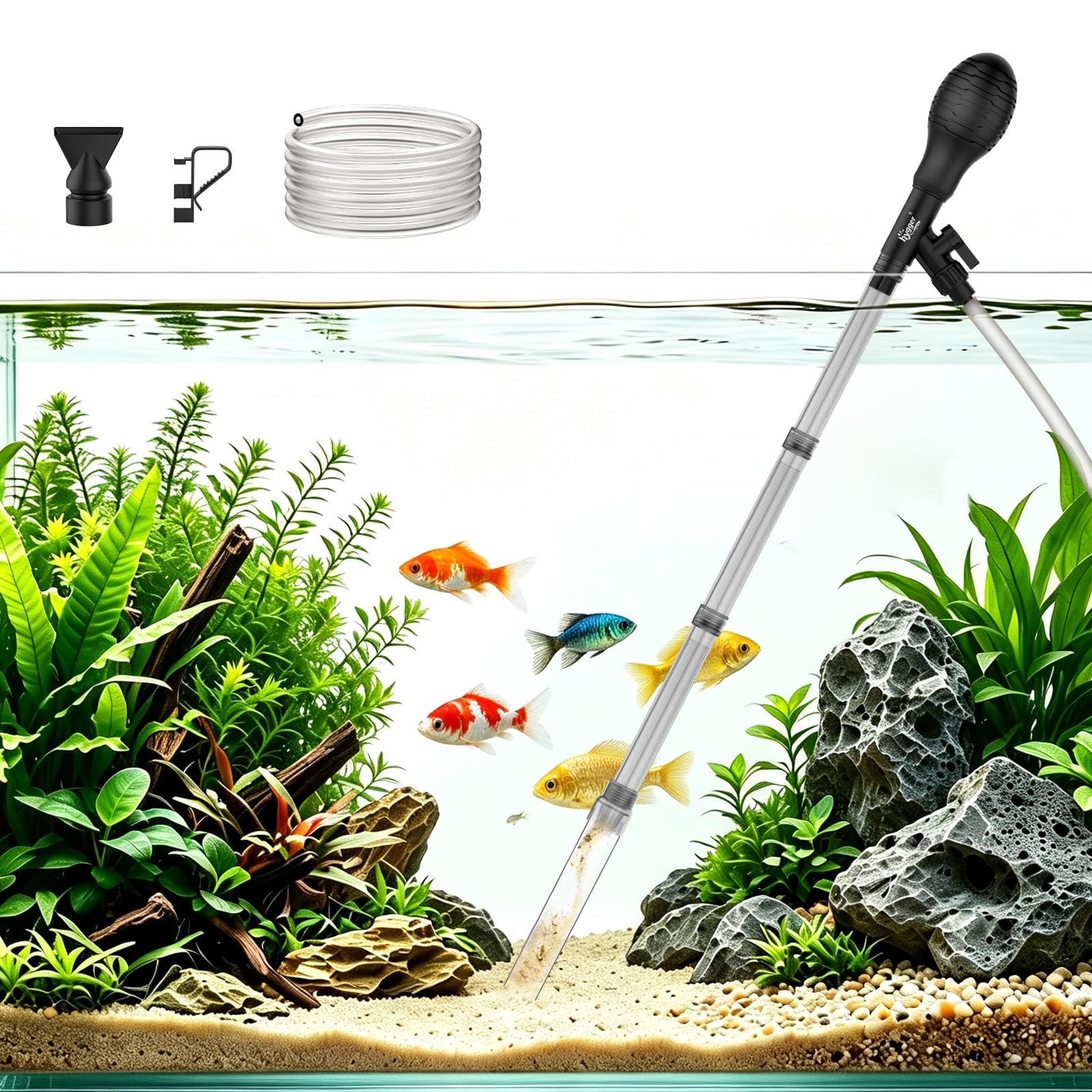 hygger Aquarium Gravel Cleaner Fish Tank Gravel Sand Cleaner Water Changer
