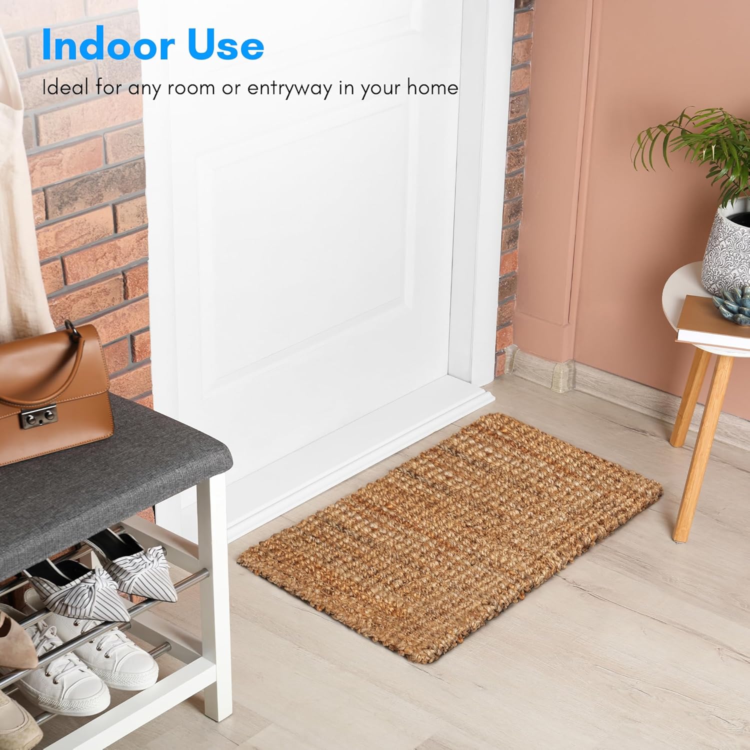 PLUS Haven Jute Doormat - Size: 17.5-Inches x 30-Inches - Pile Height: 1-Inch - Doormat Outdoor Entrance, Front Porch Door Mat, Easy to Clean Entry Mat, Outdoor and Indoor Uses, Home Decor