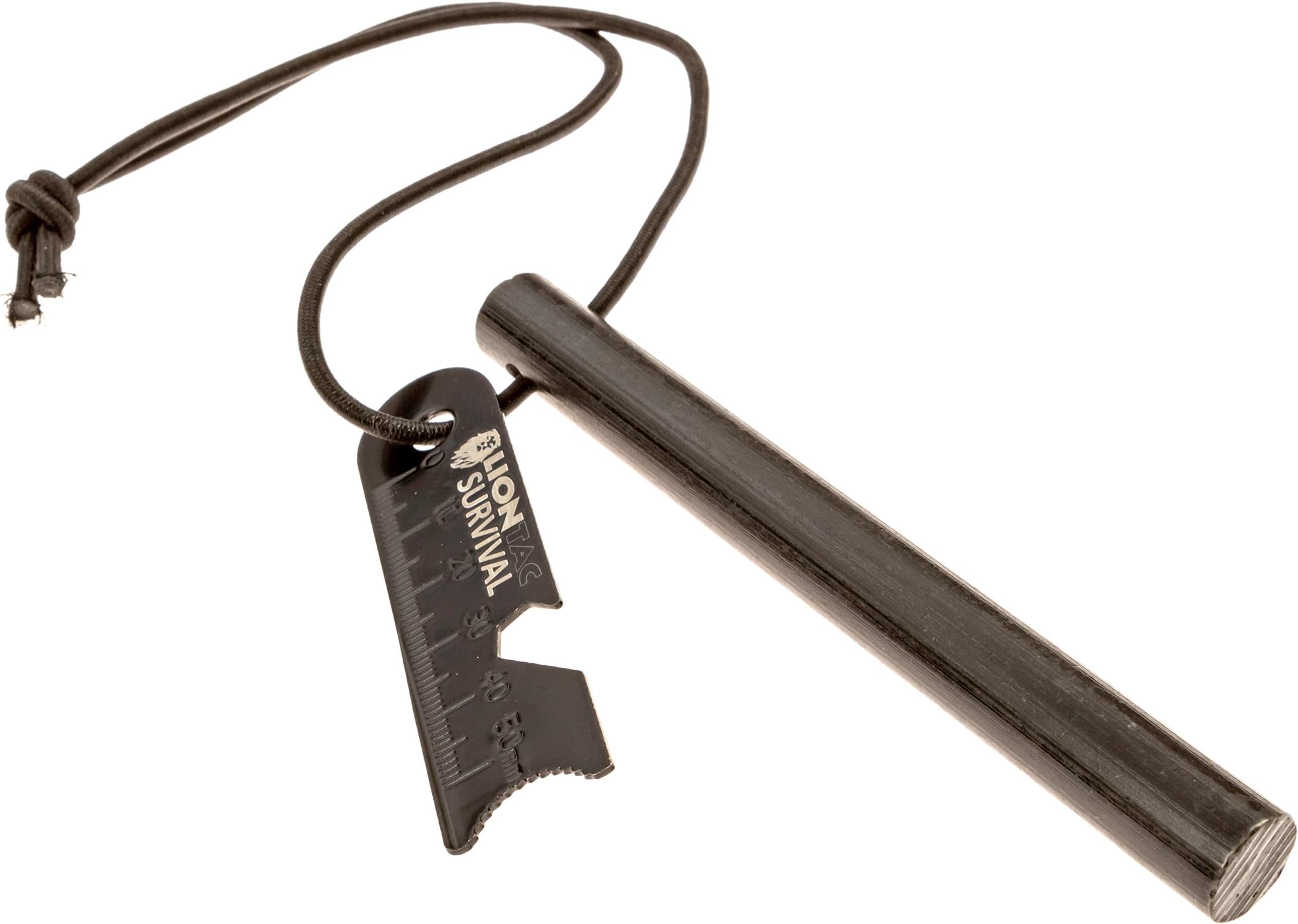 Survival – 5" x ½” Inch Thick Waterproof Ferro Rod, Ferrocerium Fire Starter, Flint & Steel Striker for Bushcraft and Emergency, Firesteel with Elastic Shock Cord Lanyard