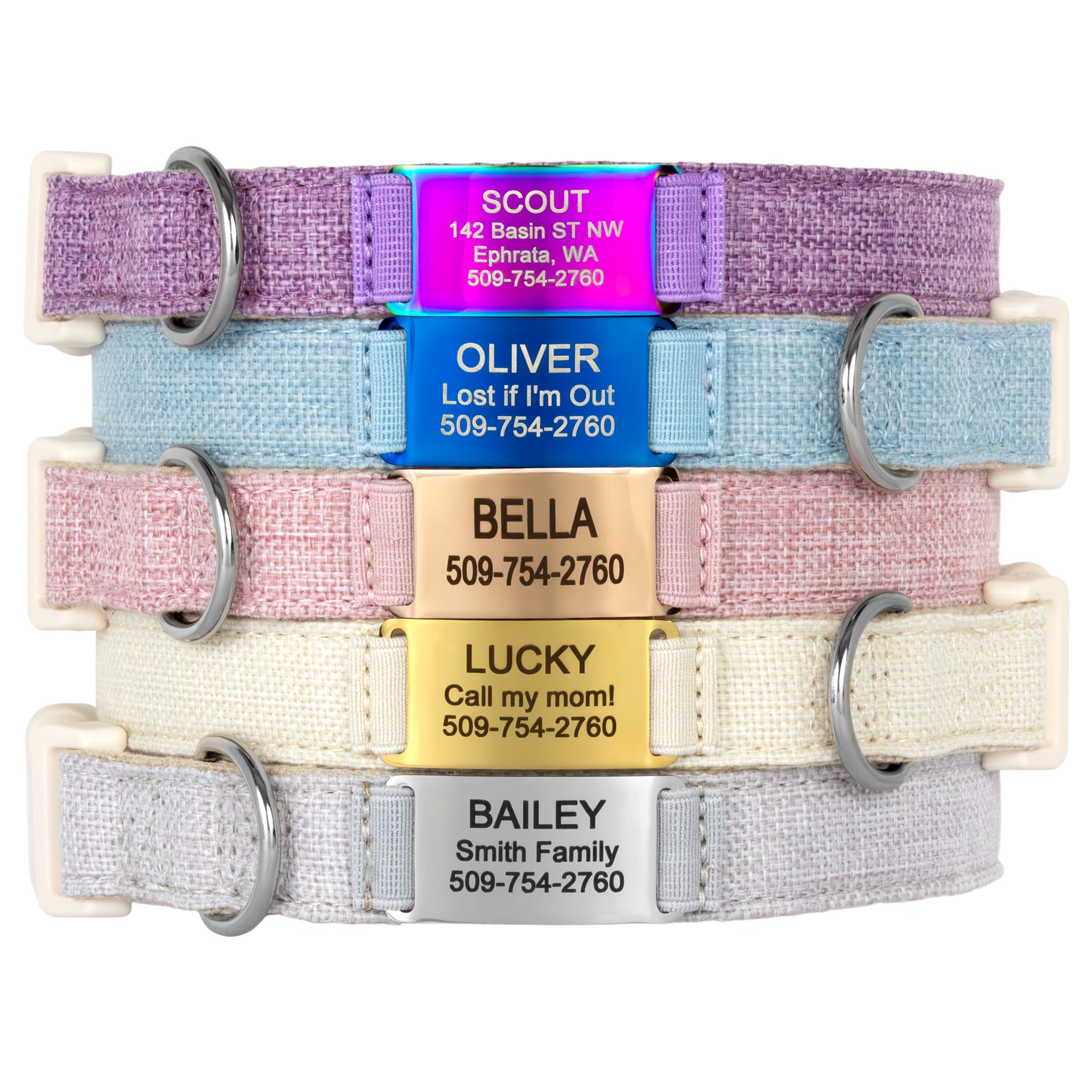 GoTags Personalized Cotton Hemp Dog Collar
