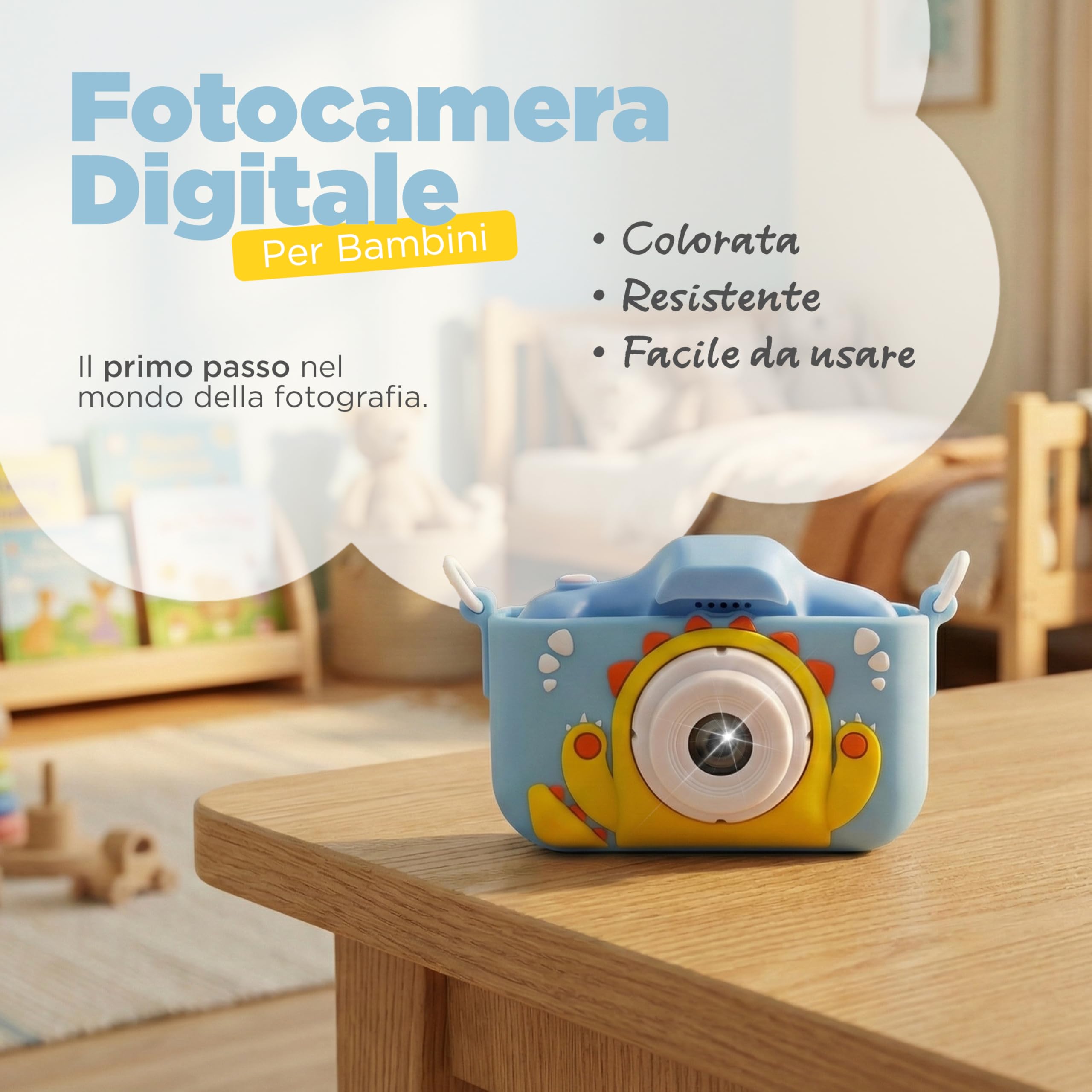 Fotocamera Digitale Bambini con Video HD, Giochi Integrati e Filtri Divertenti, Macchina Fotografica per Bambini con Cover in Gomma Antiurto, Display LCD, Micro SD Inclusa, Giocattolo Educativo - 2