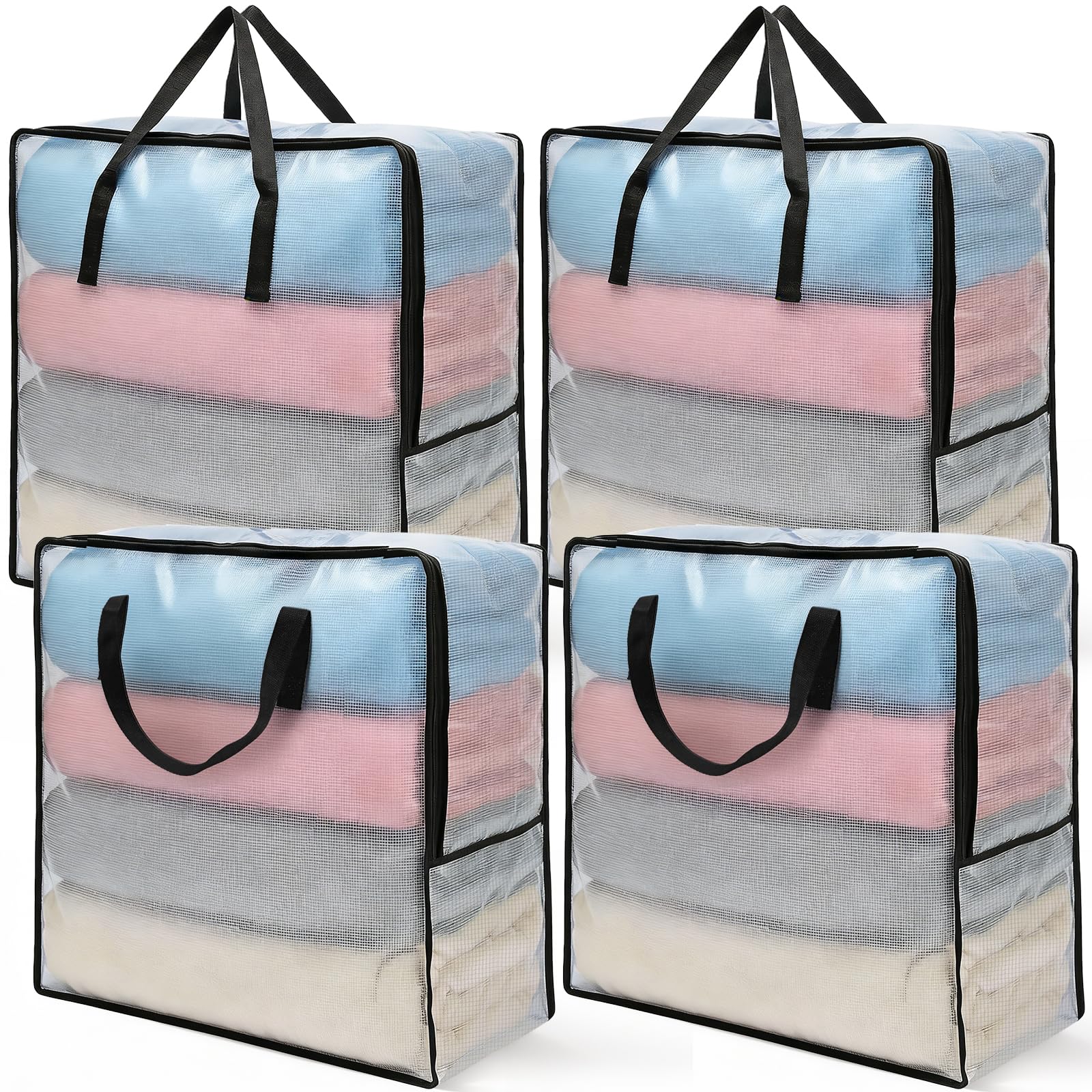 Sac de rangement transparent Fasmov x4 avec poignées et fermetures éclair