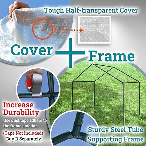 Miniatura 3 de Strong Camel Invernadero portátil de 4.8 x 8.5 x 7.2 pies con 2 puertas enrollables, gran techo de pico sin cita previa, para jardinería al aire