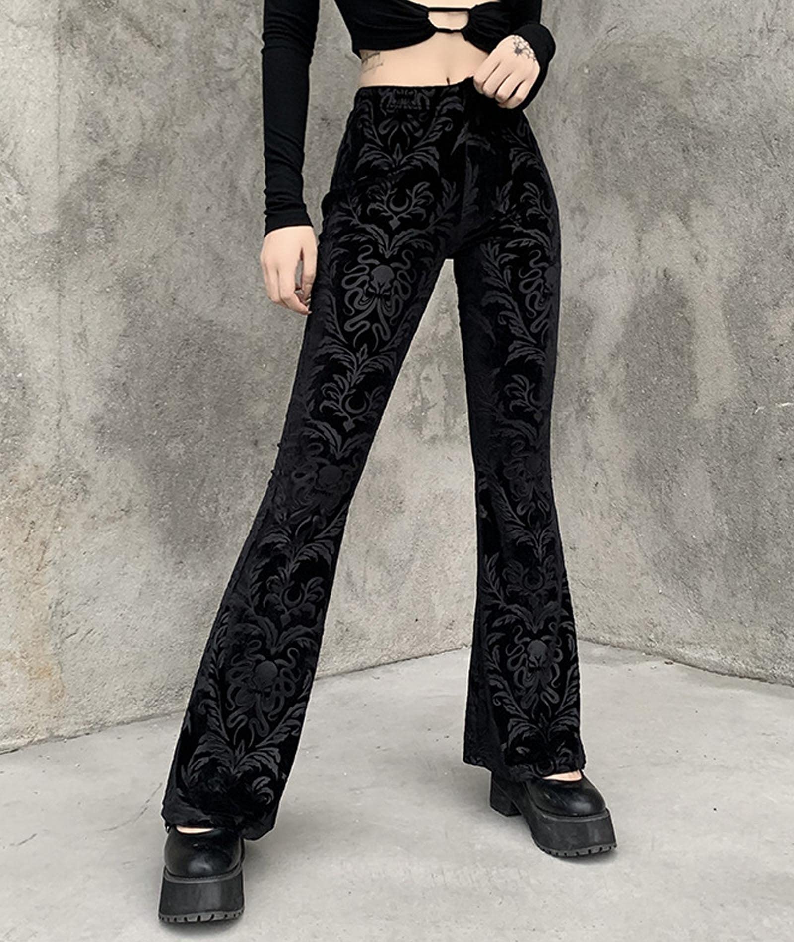 Medium Black Velvet patterned pants