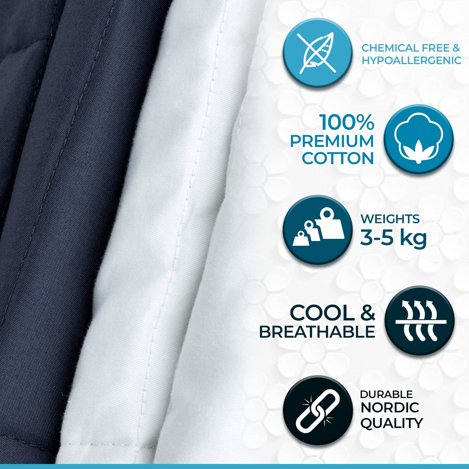 Couverture Lestée Good Nite 4kg - 125x150cm Avec Perles De Verre | Pour Détente Et Sommeil Profond