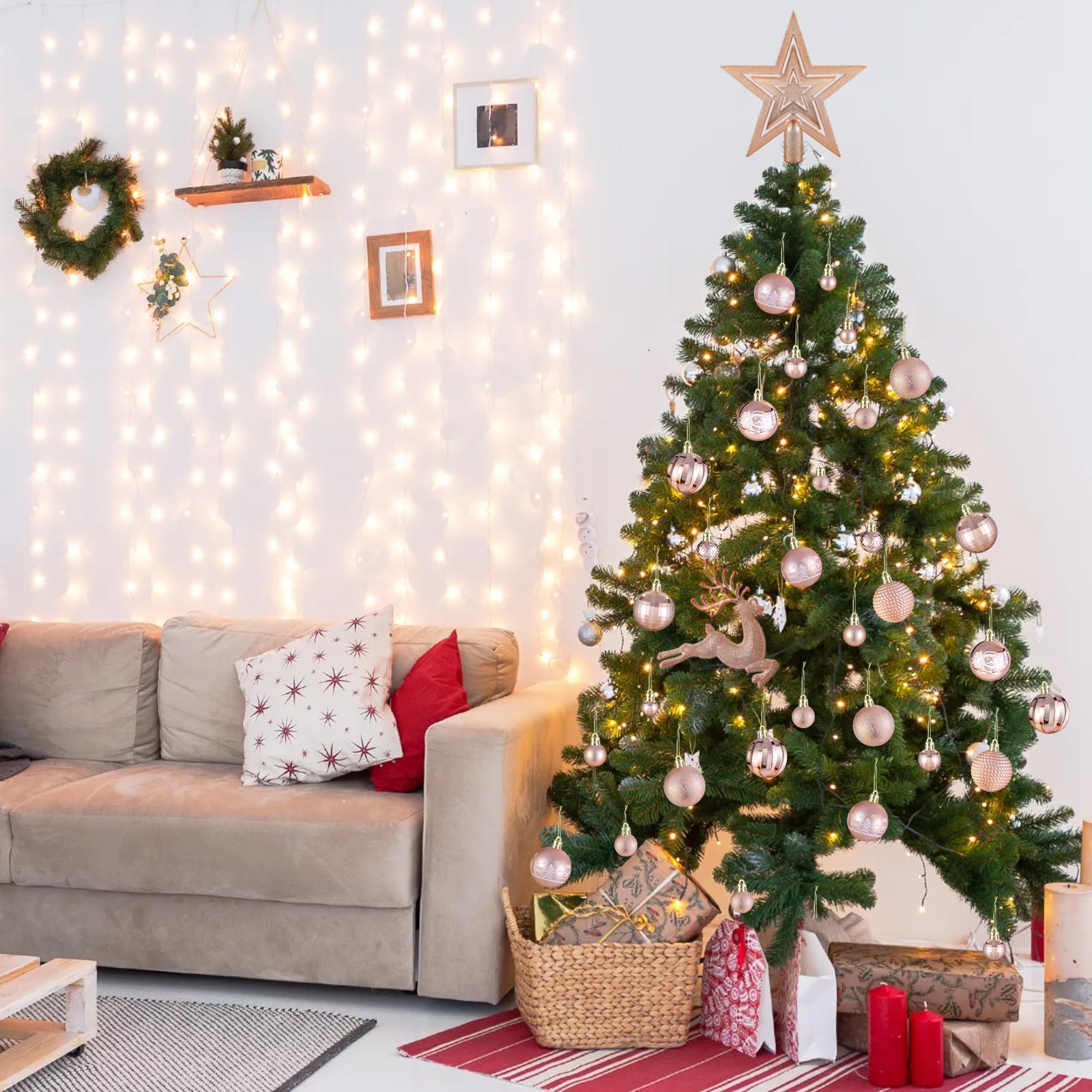 102 Stuks Kerstballen Decoratie, Ornamenten, Set, Plastic Outdoor, Versieringen, Voor Bomen