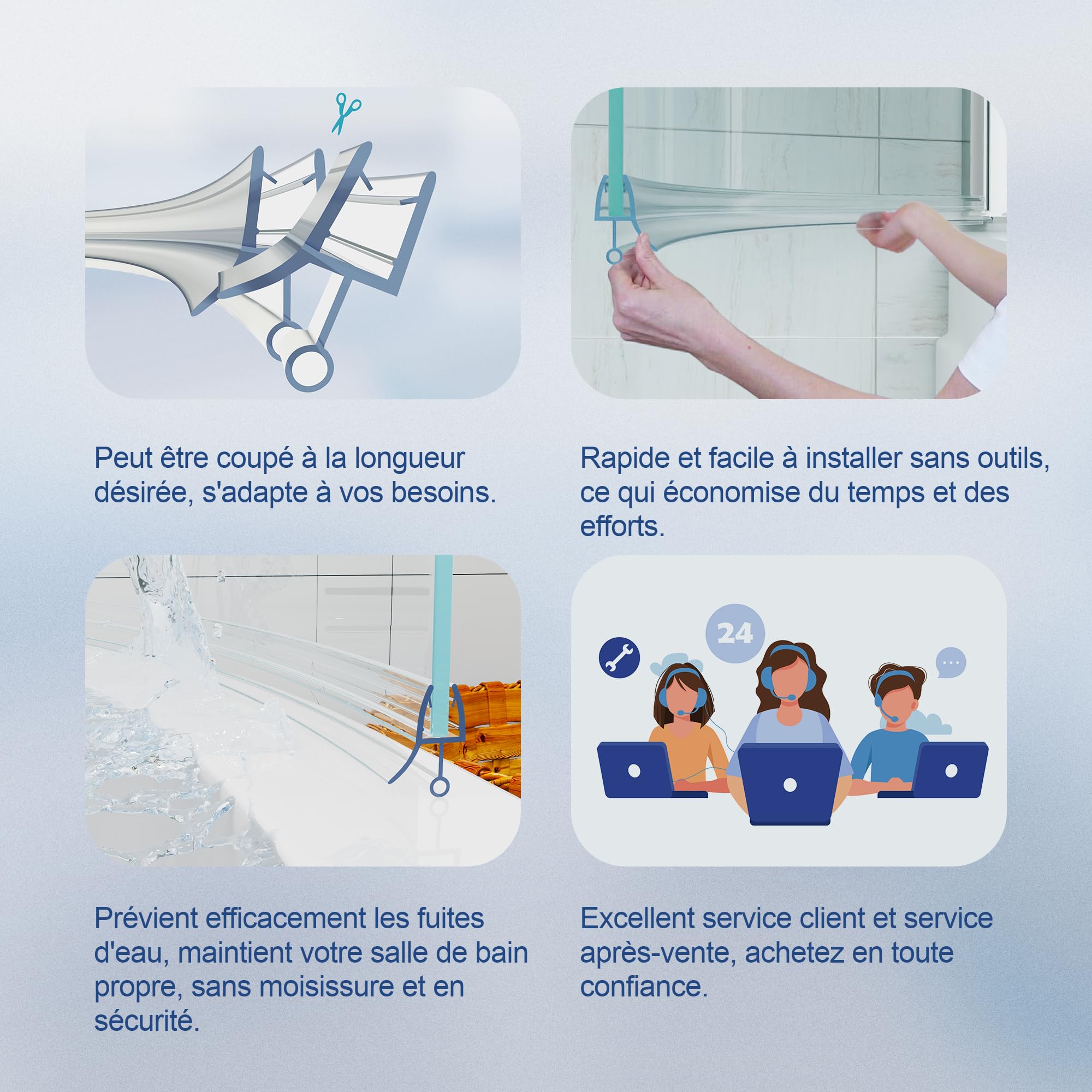 HNNHOME Joint d'étanchéité Pré-courbé Pour Porte en Verre 4-6 mm Écart 10mm | Joint porte douche pour paroi et cabine en verre, Anti-fuite efficace et un remplacement rapide sans outils