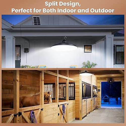 Solar Shed Light Indoor Outdoor, 2000LM Daytime Available Pendant Light with Pull String, Dusk to Dawn, 3 Lighting Modes Solar Lights Indoor, IP65 Waterproof for Barn, Gazebo, Shop, Garage(2 Pack)