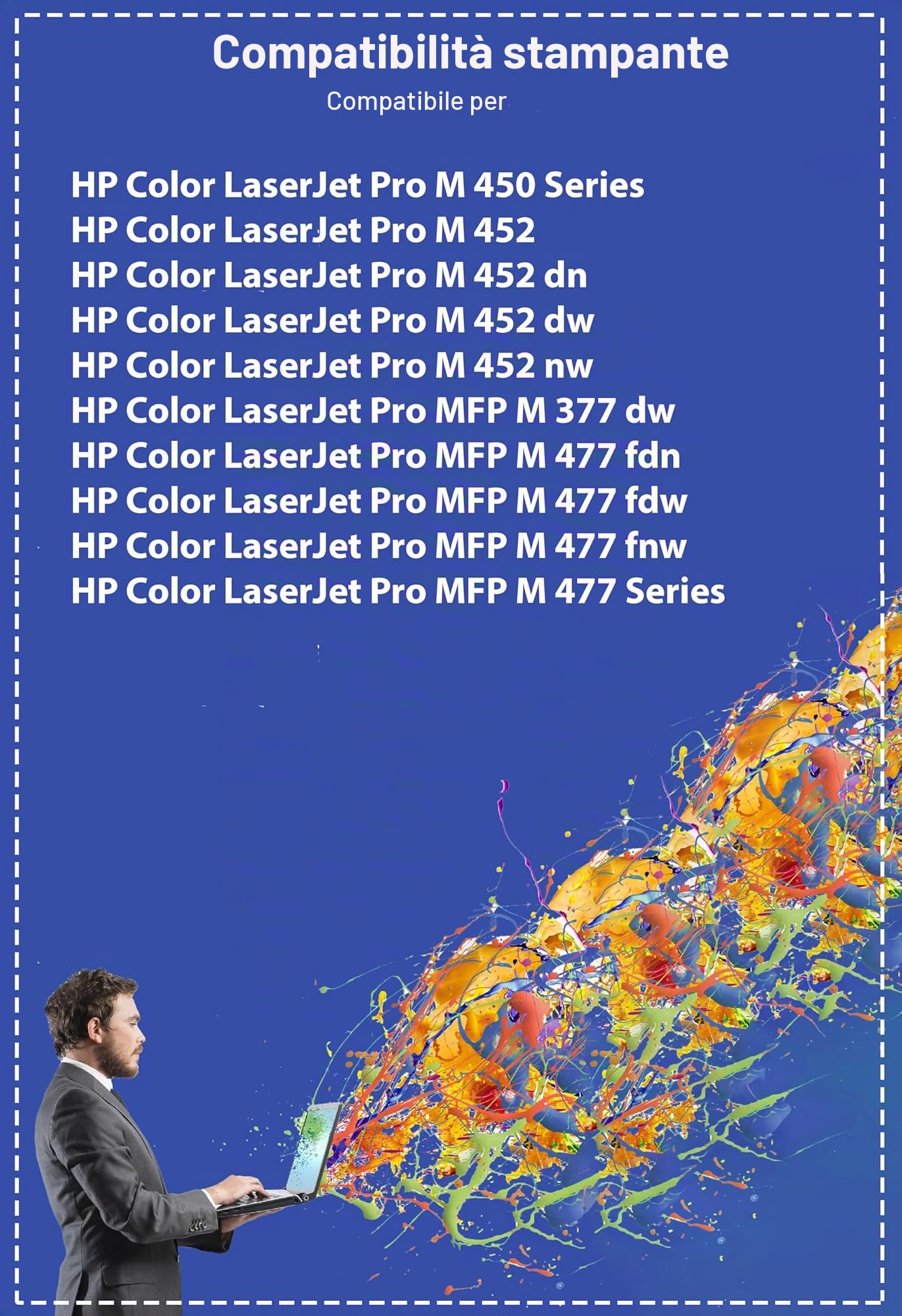 410X 410A XL compatibile con toner HP Color LaserJet Pro M452 M452dn M452dw M452nw MFP M377dw M477fdn M477fdw M477fnw M477 per HP CF410X CF411X CF412X CF413 X Set Schwarz, Magenta, Magenta, giallo