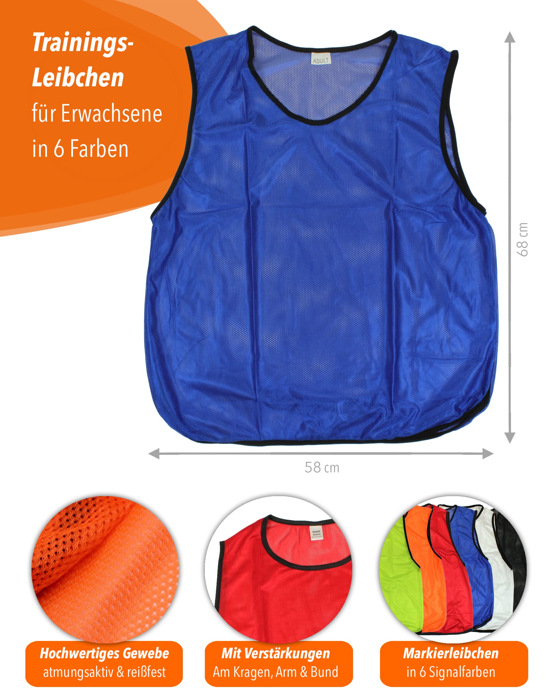 SPORTIKEL24 11 Trainings-Leibchen für Erwachsene – zum Markieren von Mannschaften – Sport Bibs ohne Logo – für Damen & Herren (Blau SPORTIKEL24 11 Trainings-Leibchen für Erwachsene – zum Markieren von Mannschaften – Sport Bibs ohne Logo – für Damen & Herren (Blau