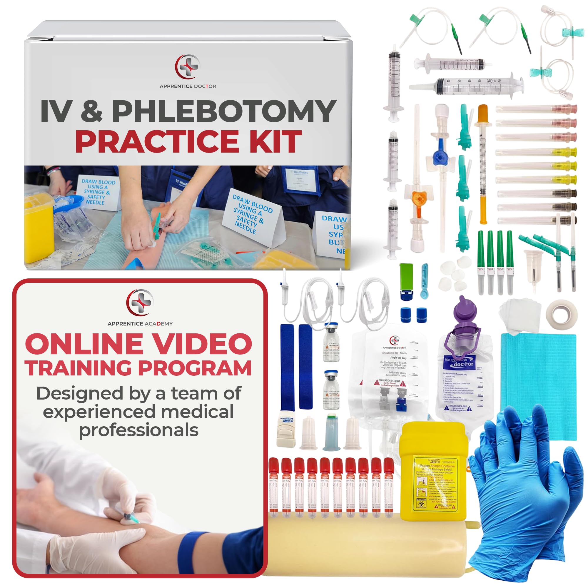 The Apprentice Doctor Phlebotomy Practice Arm Kit with Online Learning – Skill-Building Venipuncture Model Arm for Students, Beginners & Home Study